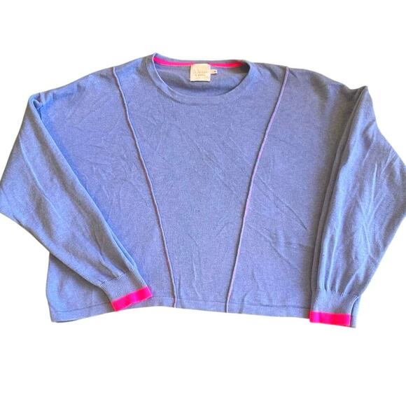 Whisper by Brodie “Hello Vacay” Spring Preppy Novelty Sweater Periwinkle EUC M - Picture 4 of 9